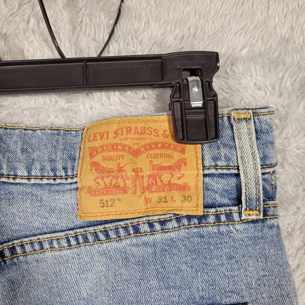 Levis‎ 512 Jeans Mens 31x30 Light Blue Distressed Slim Taper Denim